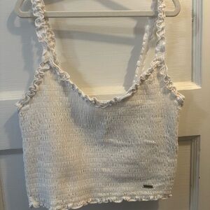 Hollister White Ruffled Crop Top